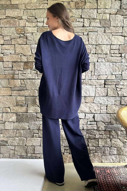 Elbury Twist & Bloom Luxury Knit Co Ord Set Navy